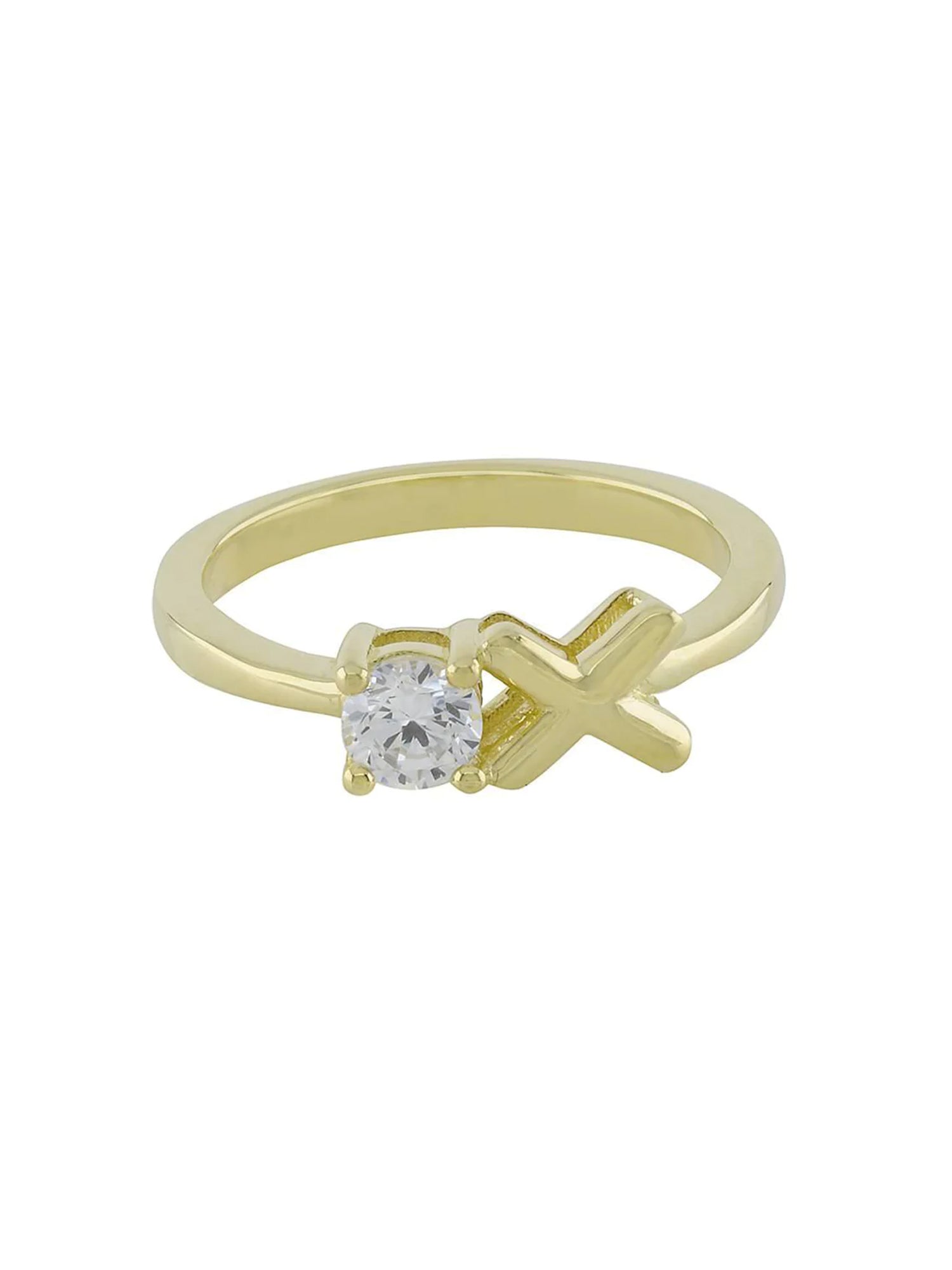 GOLD PLATED XO SILVER BAND RING