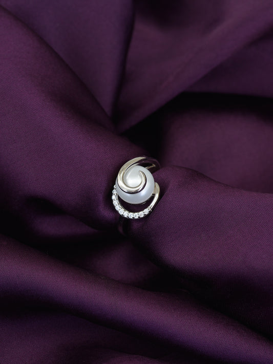 PEARL OVERLAY 925 SILVER RING-1