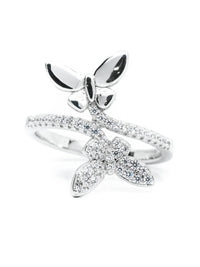 FLIRTY TWO BUTTERFLY SILVER RING