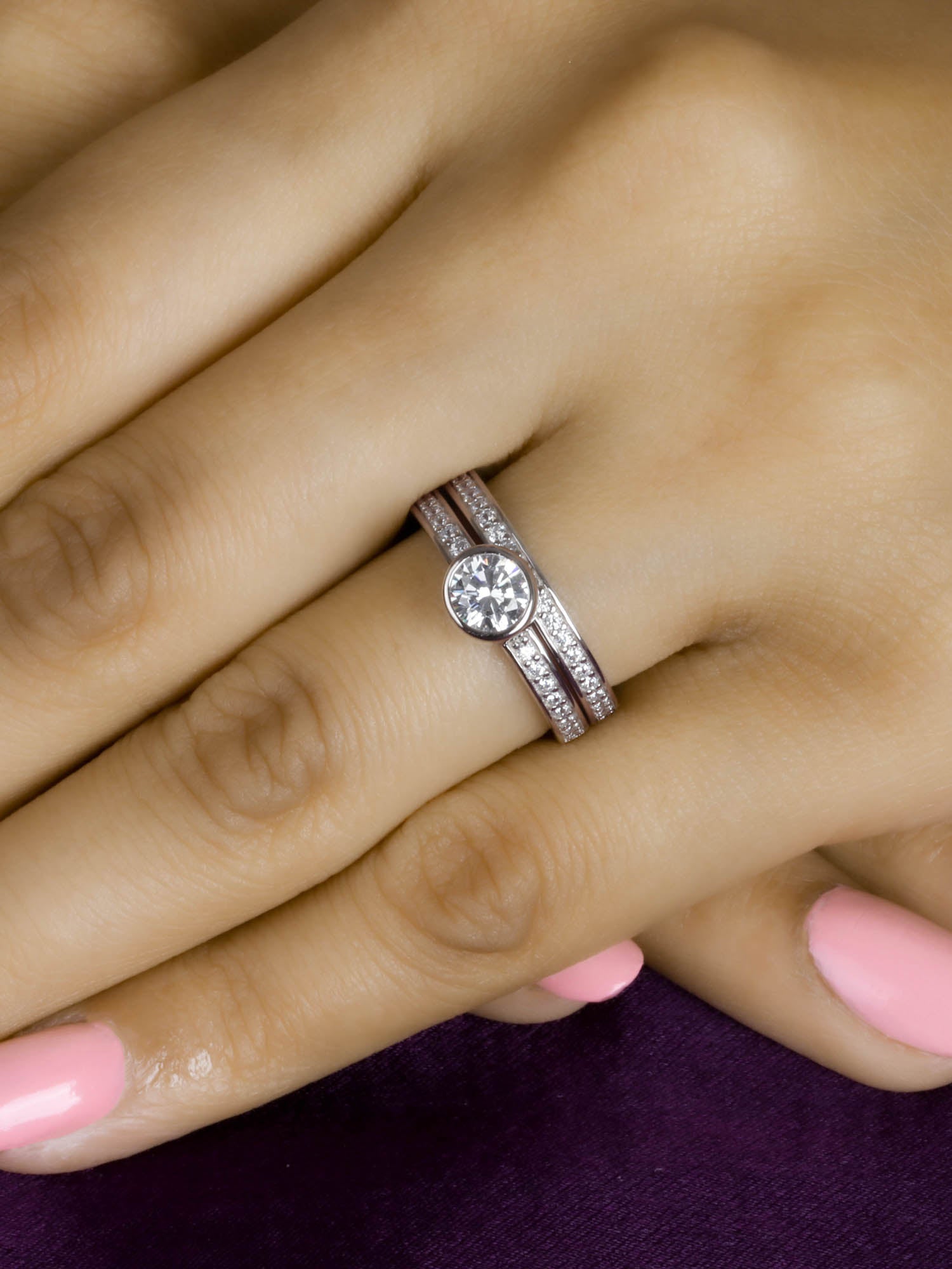 1 CARAT AMERICAN DIAMOND SOLITAIRE RING WITH A BAND-7