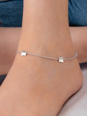 Butterfly Anklet For Women In Pure Silver-2