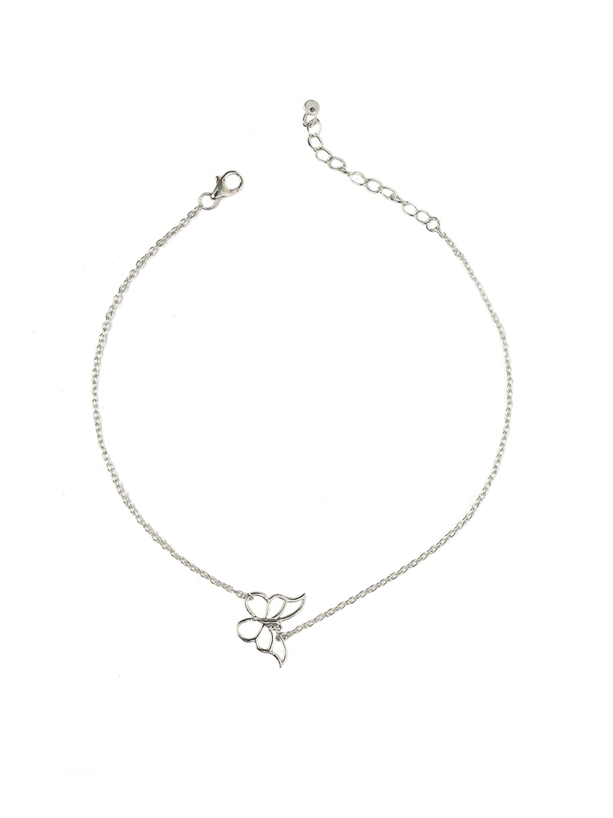 SINGLE BUTTERFLY ANKLET IN PURE STERLING SILVER FOR WOMEN