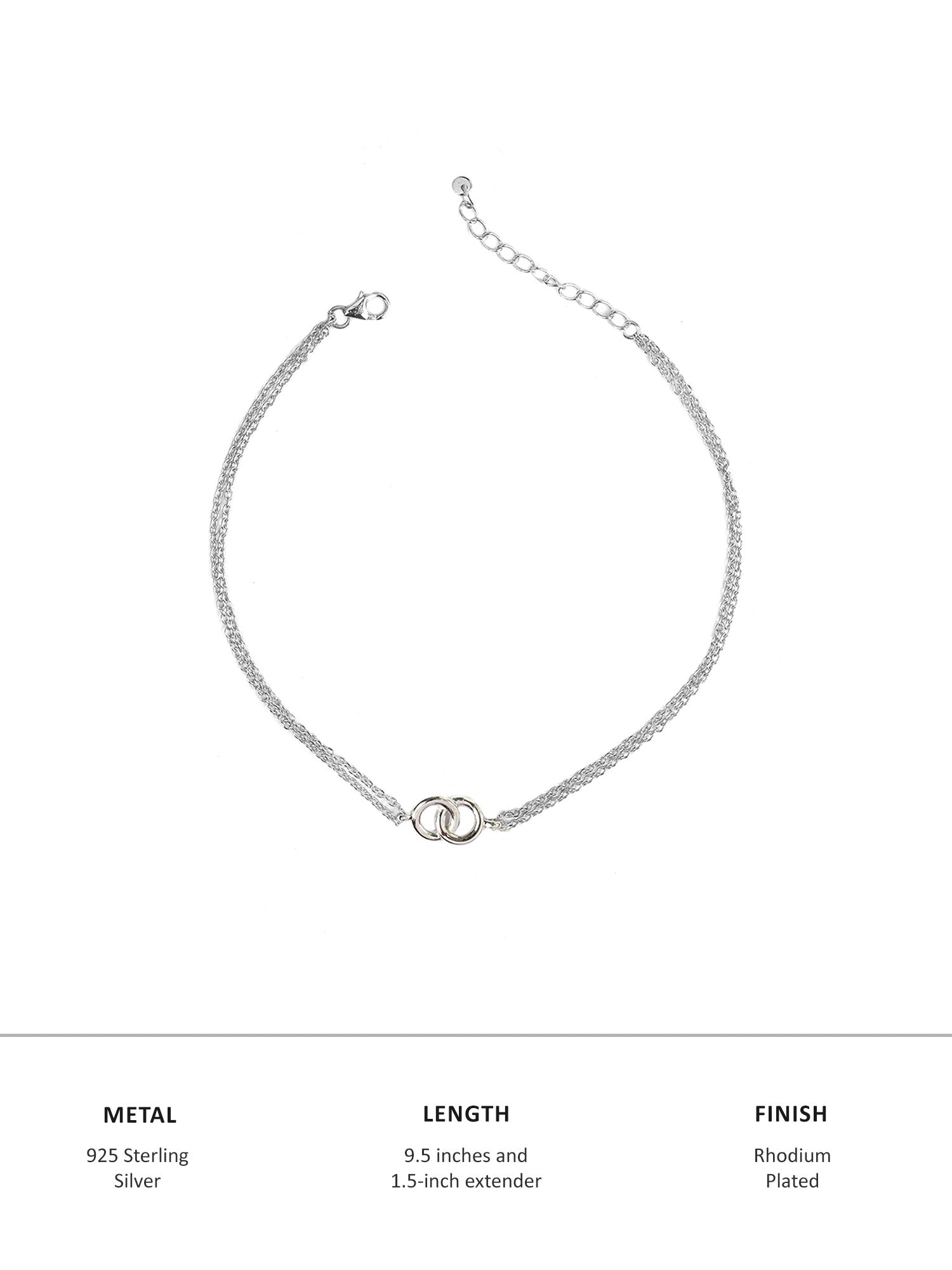 925 STERLING SILVER ENTWINED CIRCLE ANKLET FOR WOMEN