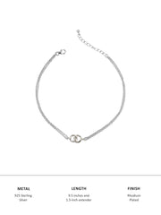 925 STERLING SILVER ENTWINED CIRCLE ANKLET FOR WOMEN