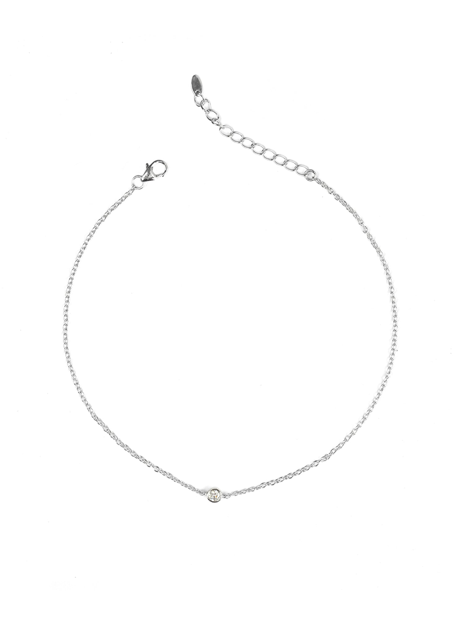 Single Solitaire Pure Silver Anklet For Women-1