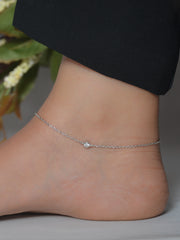 Single Solitaire Pure Silver Anklet For Women-2