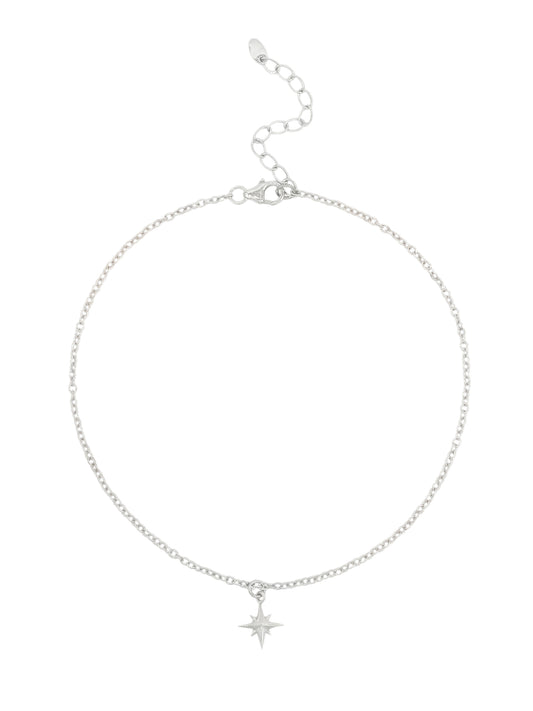 SHINING STAR PURE SILVER CHARM ANKLET FOR WOMEN