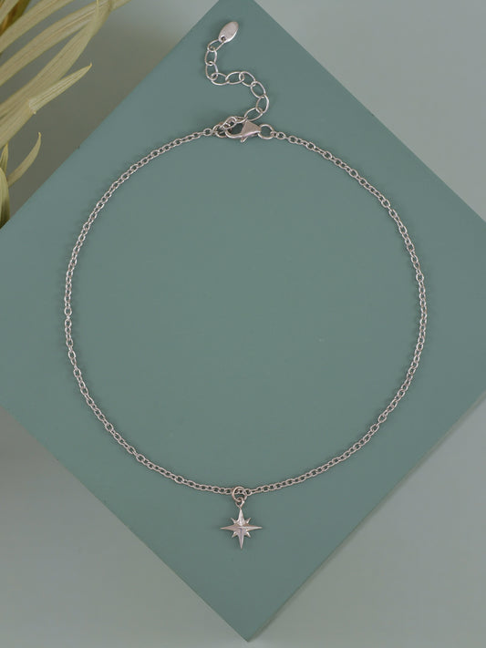 SHINING STAR PURE SILVER CHARM ANKLET FOR WOMEN