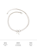 MINIMALIST BOW ANKLET FOR WOMEN IN PURE 925 STERLING SILVER