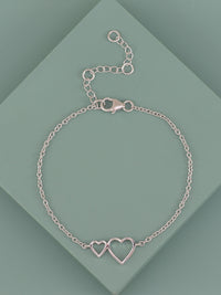 Two Hearts In Love Silver Bracelet