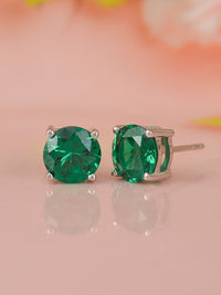 2 Carat Emerald Earrings Studs For Women