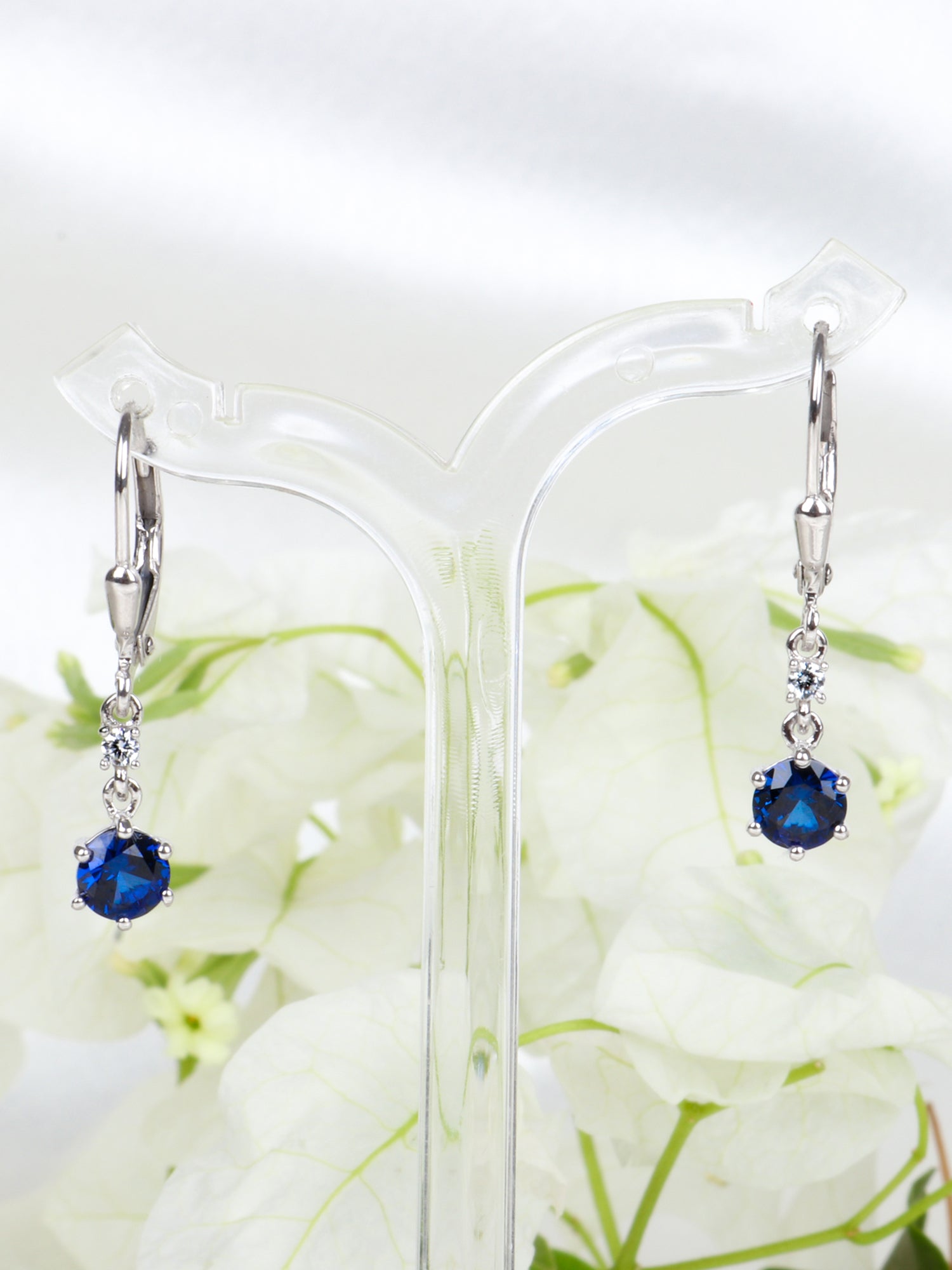 ORNATE JEWELS BLUE SAPPHIRE DANGLE 925 SILVER EARRINGS FOR WOMEN-1