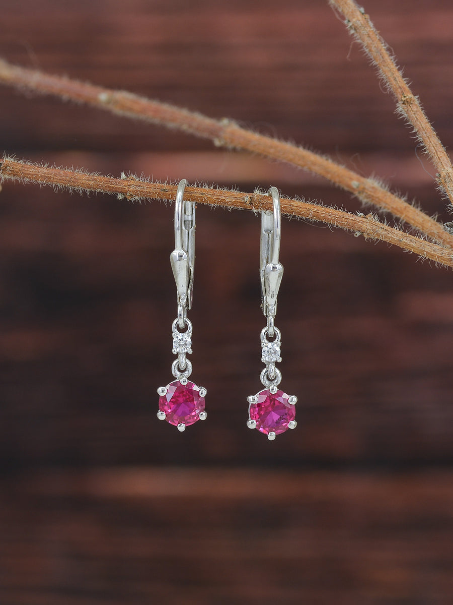 ORNATE RED RUBY 925 SILVER DANGLE EARRINGS FOR WOMEN-1