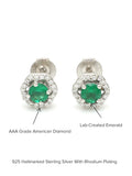 PURE 925 SILVER STUDDED EMERALD EARRINGS FOR WOMEN