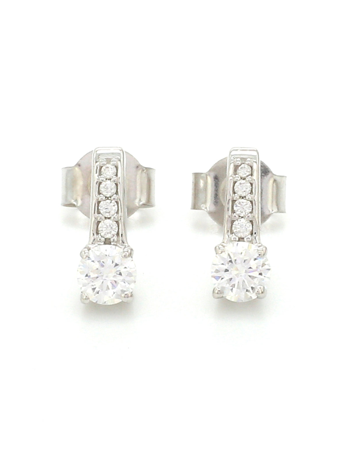 ORNATE 0.50 CARAT SOLITAIRE DANGLE STYLE PURE SILVER EARRINGS FOR WOMEN