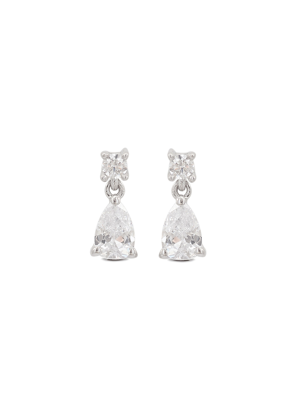 0.50 CARAT SOLITAIRE TEARDROP SHAPE PURE SILVER EARRINGS FOR WOMEN