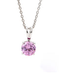PINK SOLITAIRE PENDANT WITH CHAIN