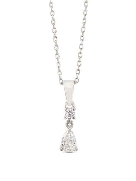 SOLITAIRE DROP PENDANT WITH PURE SILVER 18" CHAIN FOR WOMEN