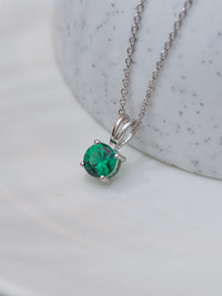 0.50 Carat Emerald Pendant Necklace In 925 Silver For Women