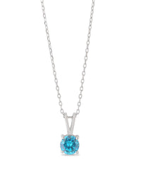 1 CARAT BLUE TOPAZ PENDANT NECKLACE IN 925 STERLING SILVER FOR WOMEN