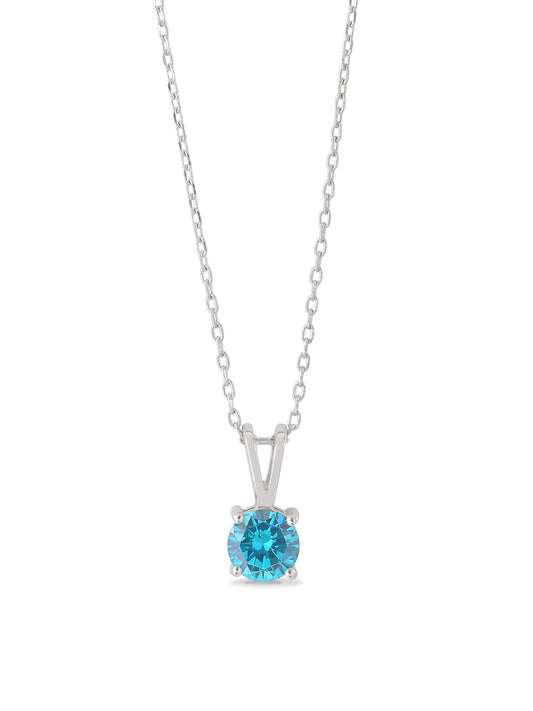 1 CARAT BLUE TOPAZ PENDANT NECKLACE IN 925 STERLING SILVER FOR WOMEN-3