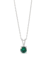 1 CARAT SOLITAIRE EMERALD PENDANT NECKLACE IN PURE SILVER