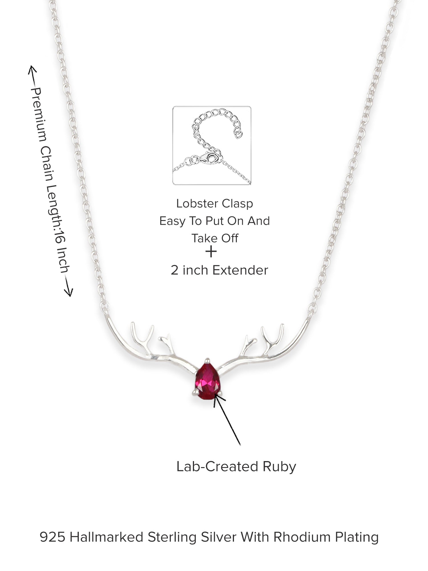 ORNATE JEWELS RUBY DEER NECKLACE FOR WOMEN