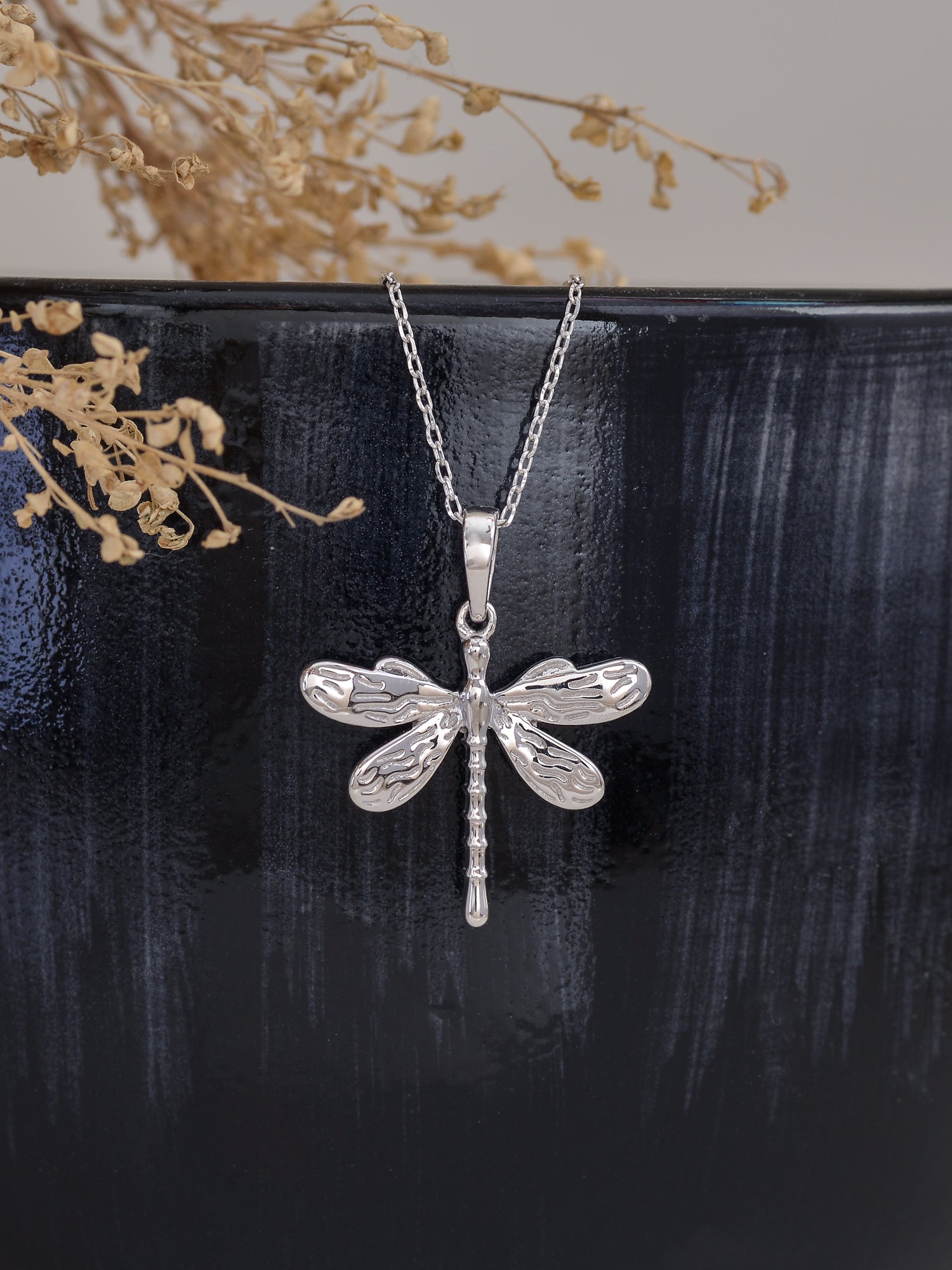PURE 925 STERLING SILVER BUTTERFLY PENDANT WITH CHAIN FOR WOMEN