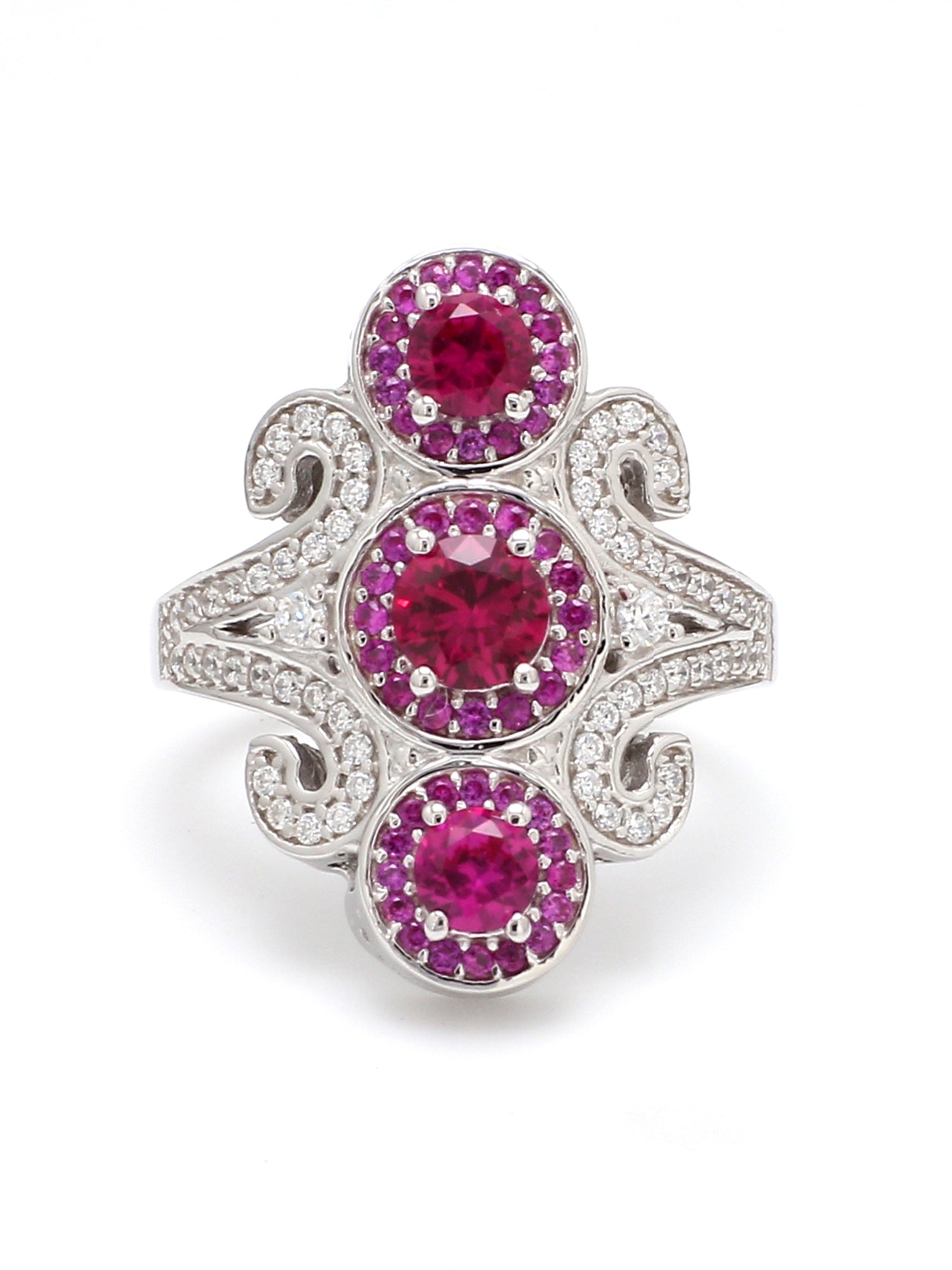 RUBY SILVER COCKTAIL PARTY RING-2