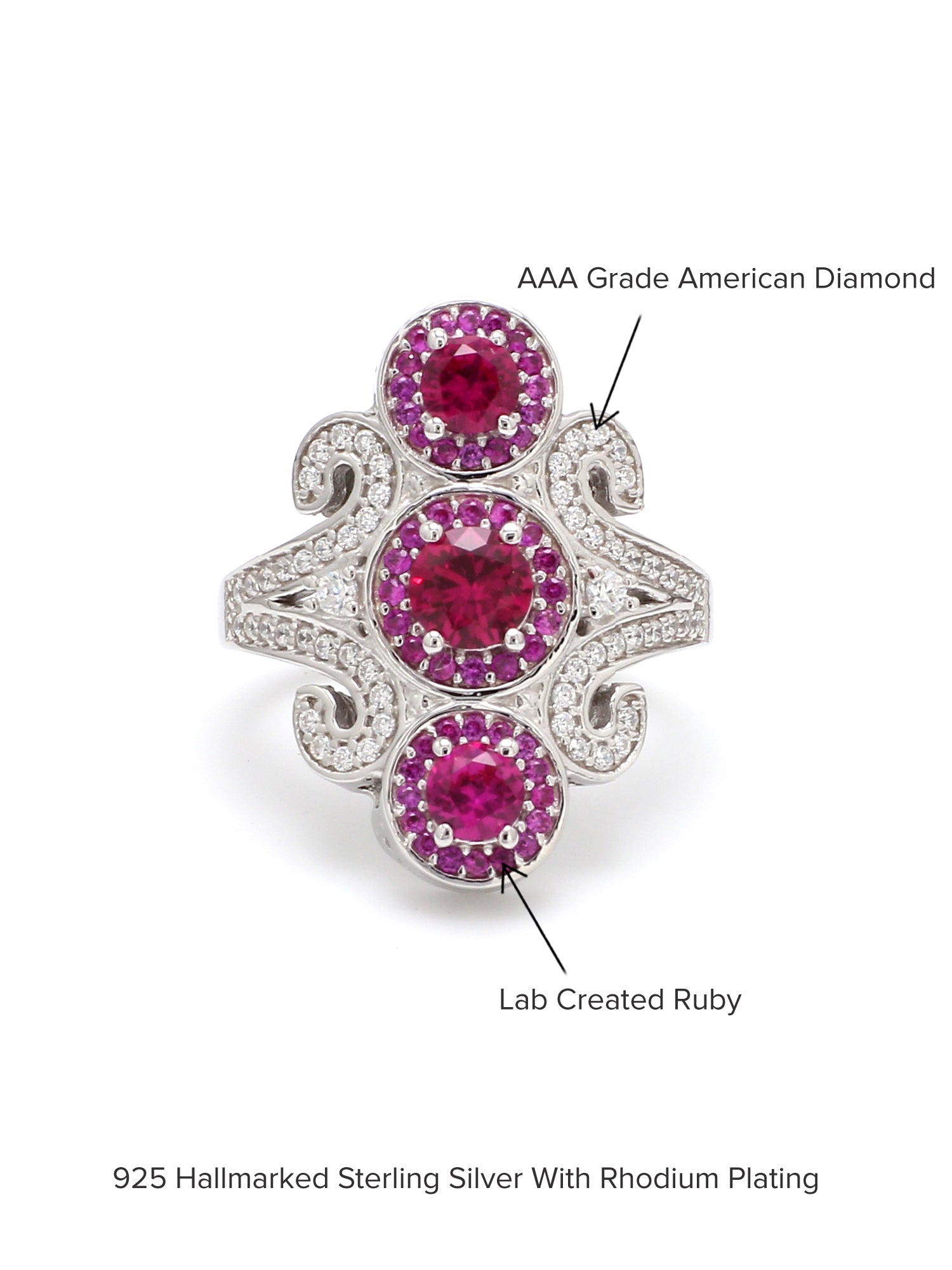 RUBY SILVER COCKTAIL PARTY RING-4