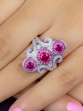 RUBY SILVER COCKTAIL PARTY RING-3