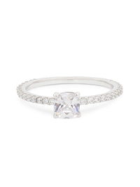 ORNATE JEWELS CUSHION CUT AMERICAN DIAMOND SOLITAIRE RING