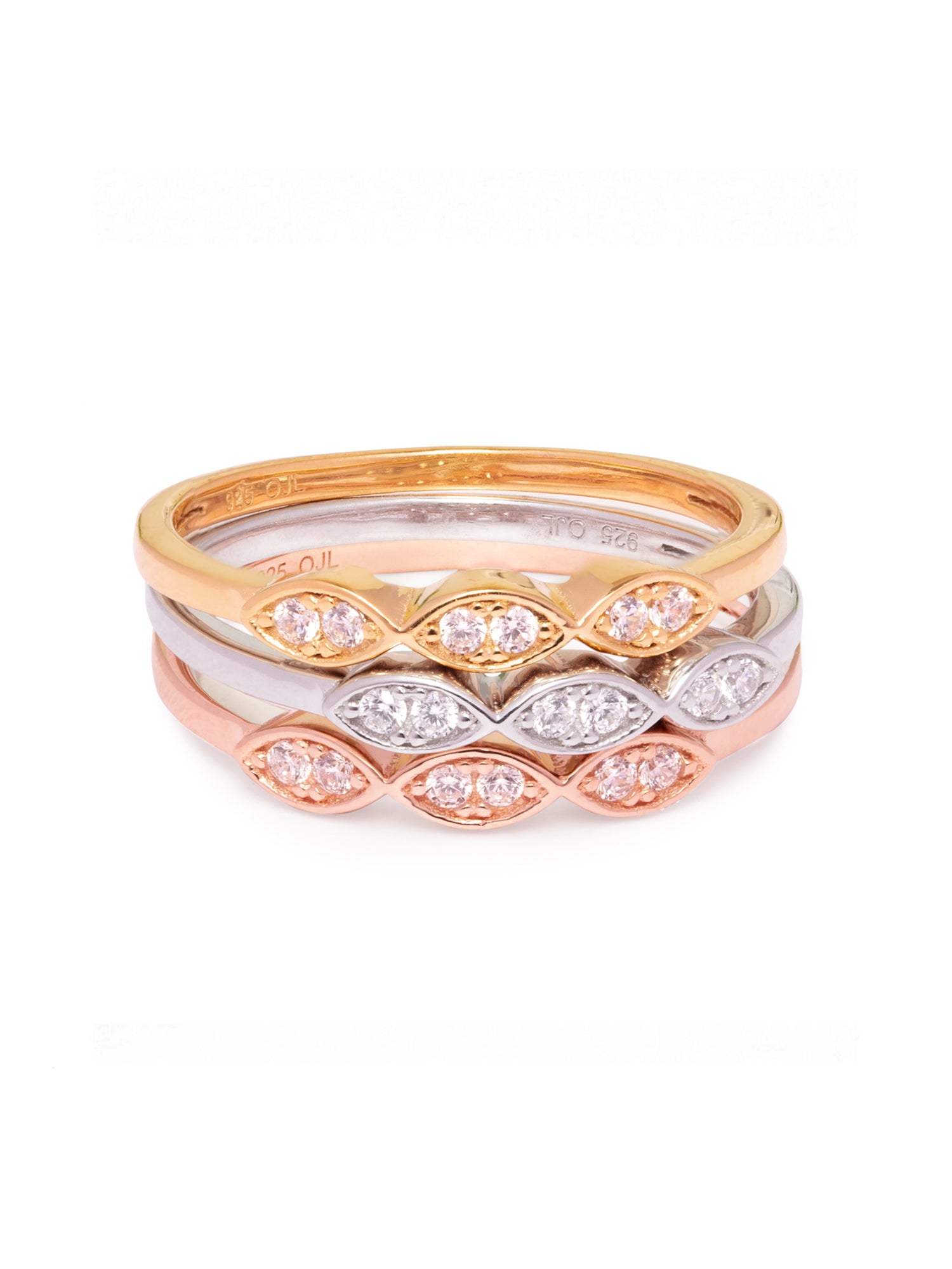 ORNATE JEWELS THREE STONE STACKABLE RING SET-1