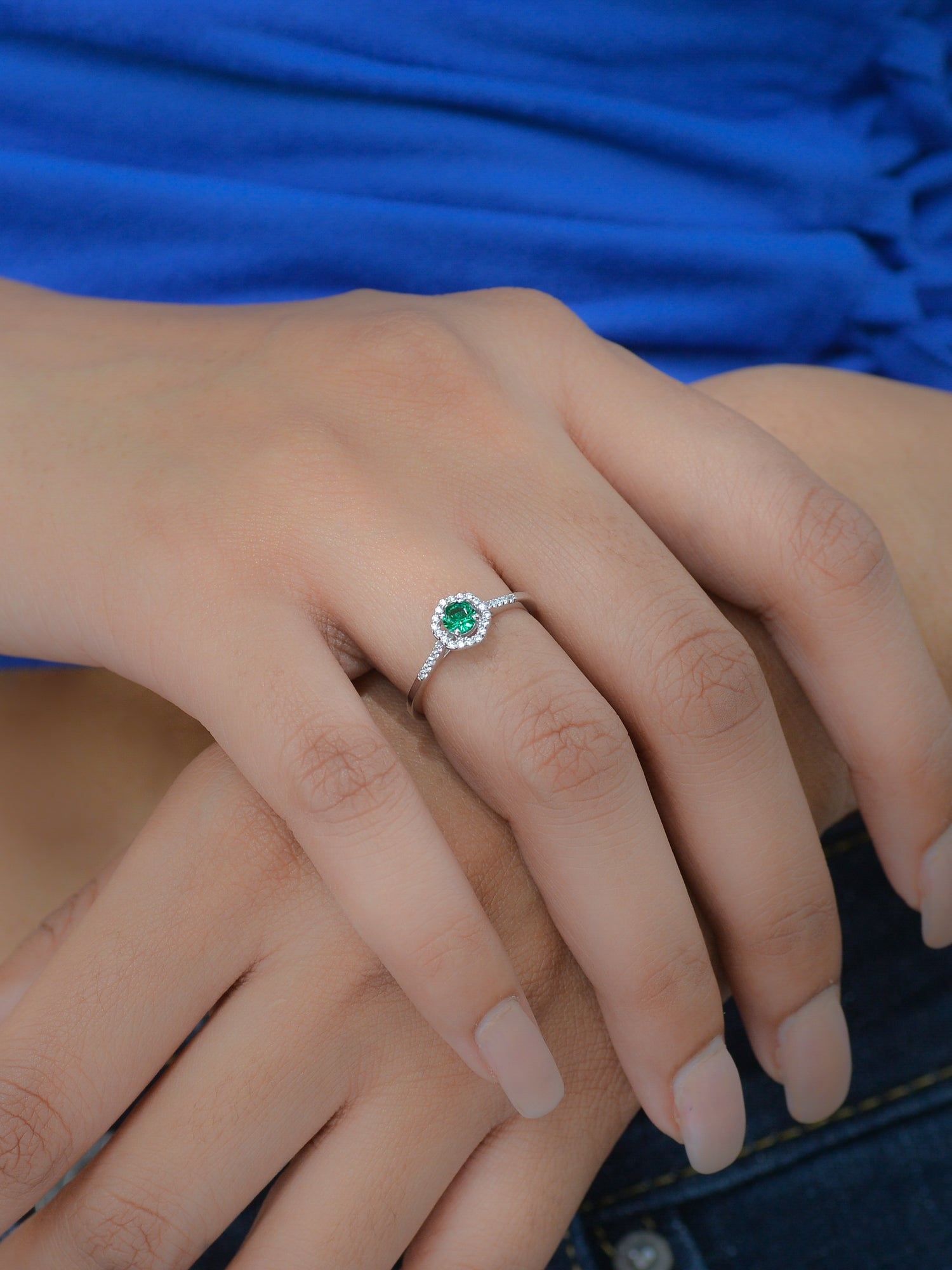 OCTAGON GREEN EMERALD SOLITAIRE RING FOR WOMEN-2