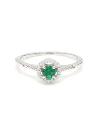 OCTAGON GREEN EMERALD SOLITAIRE RING FOR WOMEN
