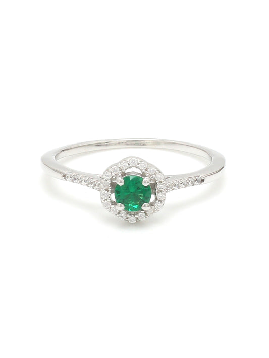 OCTAGON GREEN EMERALD SOLITAIRE RING FOR WOMEN-4