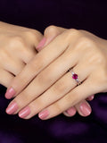 RED RUBY SOLITAIRE SILVER RING FOR WOMEN-2