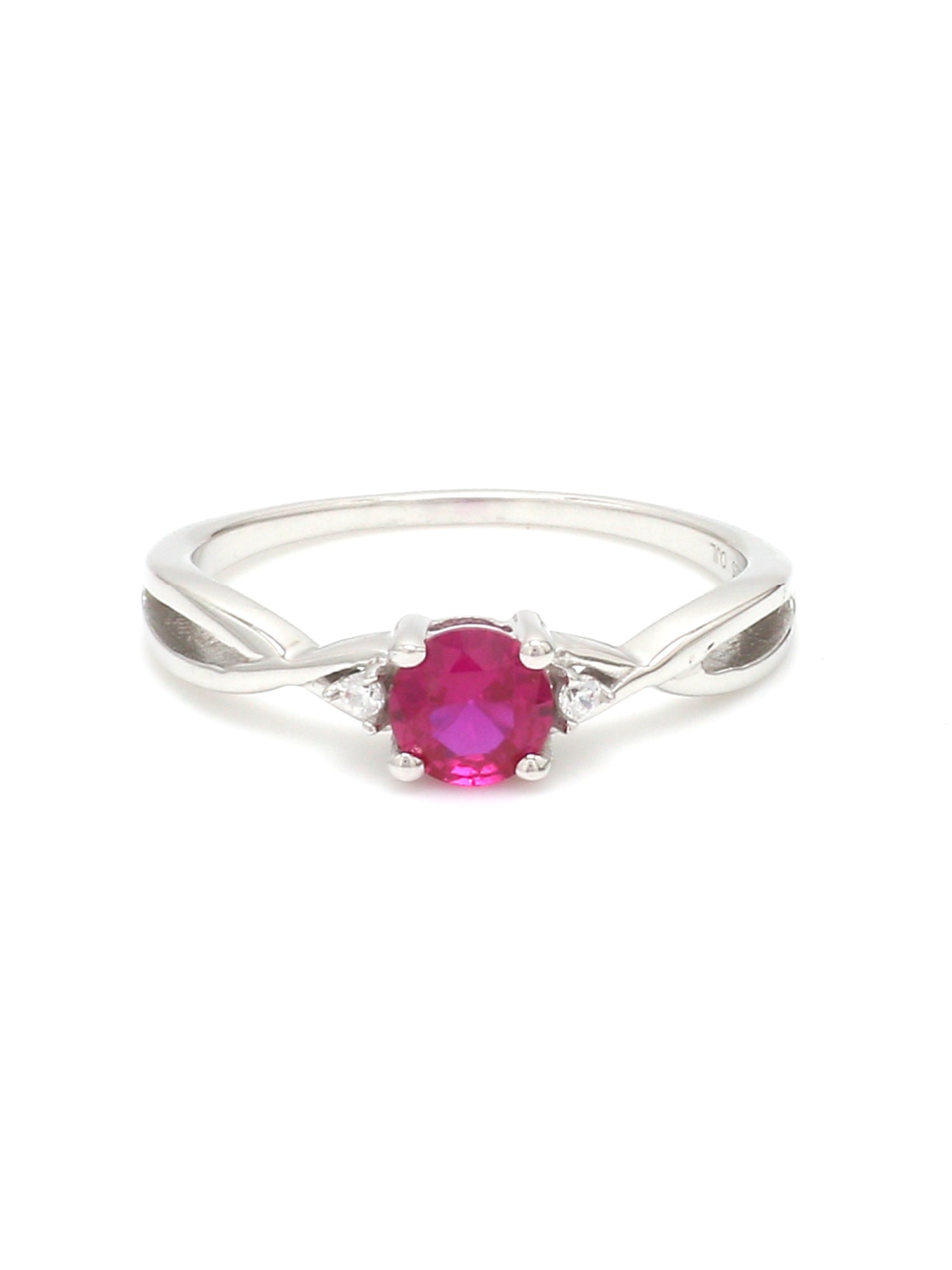 RED RUBY SOLITAIRE SILVER RING FOR WOMEN-1