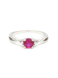 Red Ruby Criss Cross Solitaire Ring In Pure 925 Silver