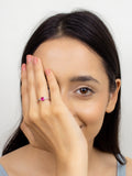 RED RUBY SOLITAIRE SILVER RING FOR WOMEN-4
