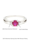 RED RUBY SOLITAIRE SILVER RING FOR WOMEN-6