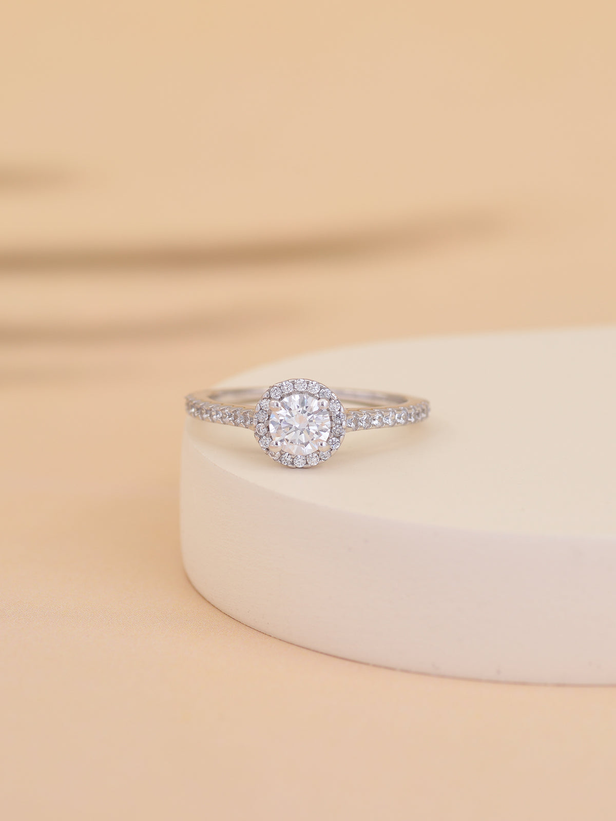 ORNATE JEWELS 925 PURE SILVER HALO RING FOR WOMEN