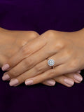 CLUSTER RING DIAMOND LOOK 925 SILVER RING FOR WOMEN-23