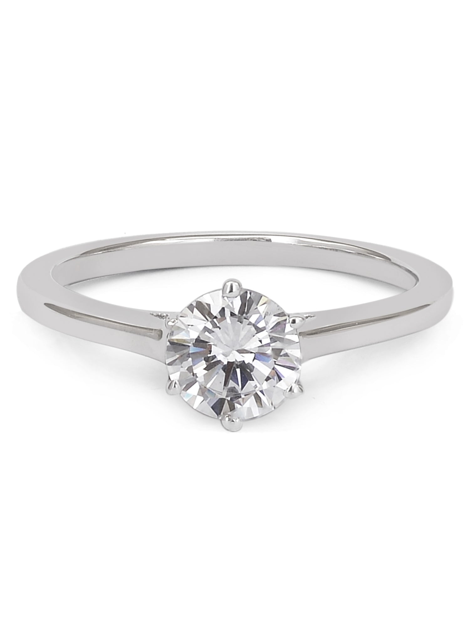 Pure 925 Sterling Silver Solitary Solitaire Ring