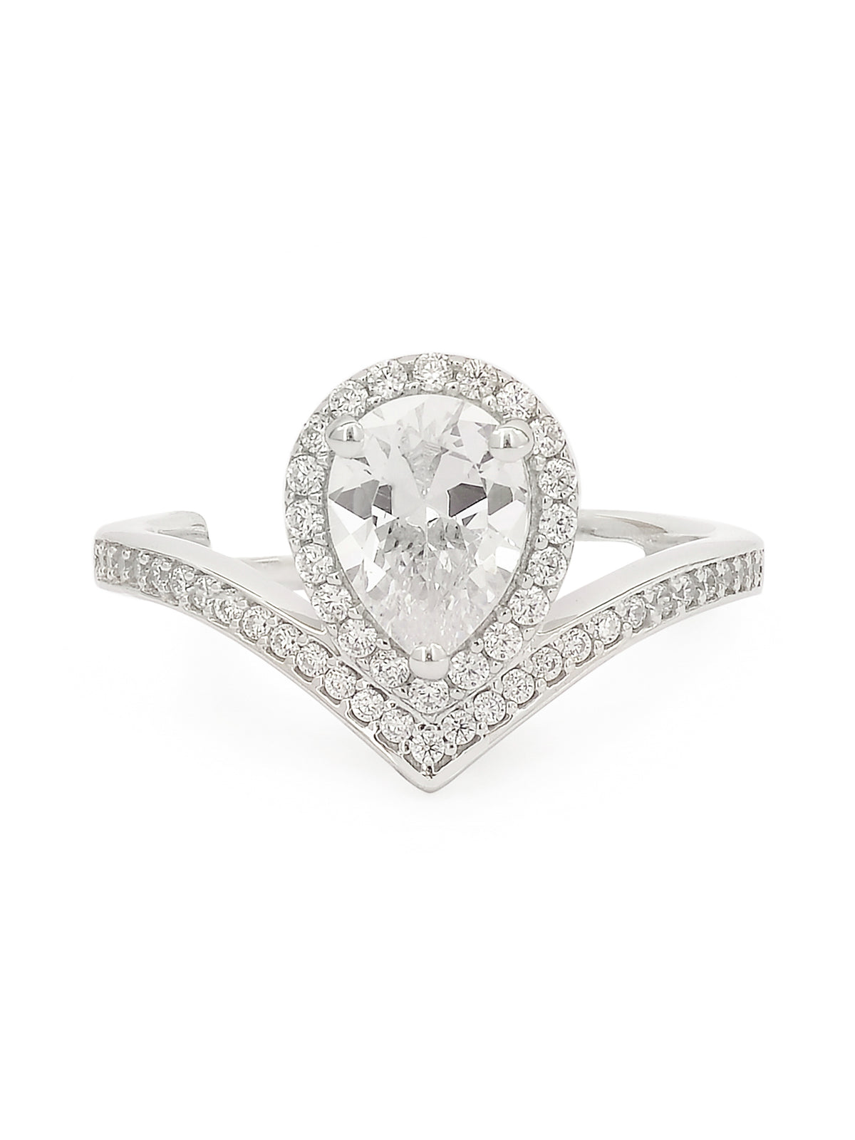 2.44 CARAT AMERICAN DIAMOND AND PURE 925 STERLING SILVER TEAR DROP RING FOR WOMEN