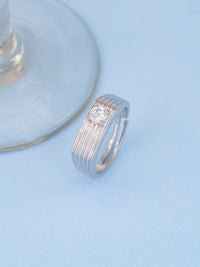 1 Carat 925 Pure Silver Adjustable Wedding Ring