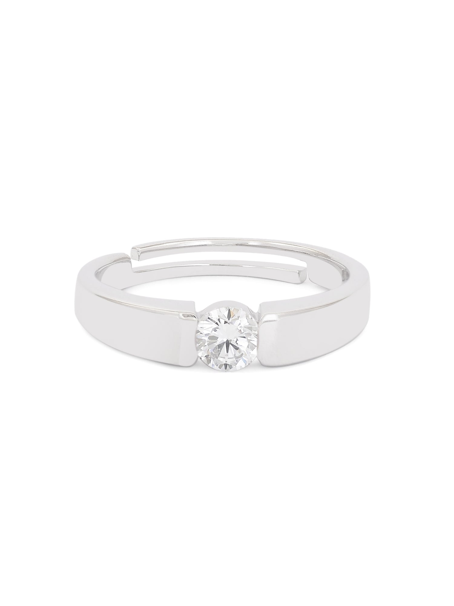 SILVER ADJUSTABLE SOLITAIRE RING FOR HIM-3
