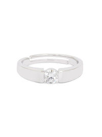1 CARAT SILVER ADJUSTABLE SOLITAIRE RING FOR HIM