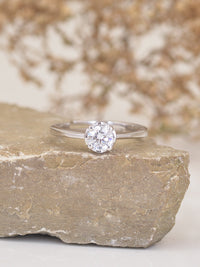 1 Carat Diamond Look Adjustable Silver Solitaire Ring