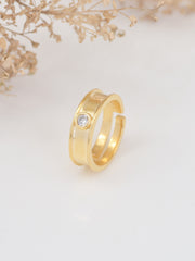 GOLD PLATED SOLITAIRE ADJUSTABLE RING FOR WOMEN-2